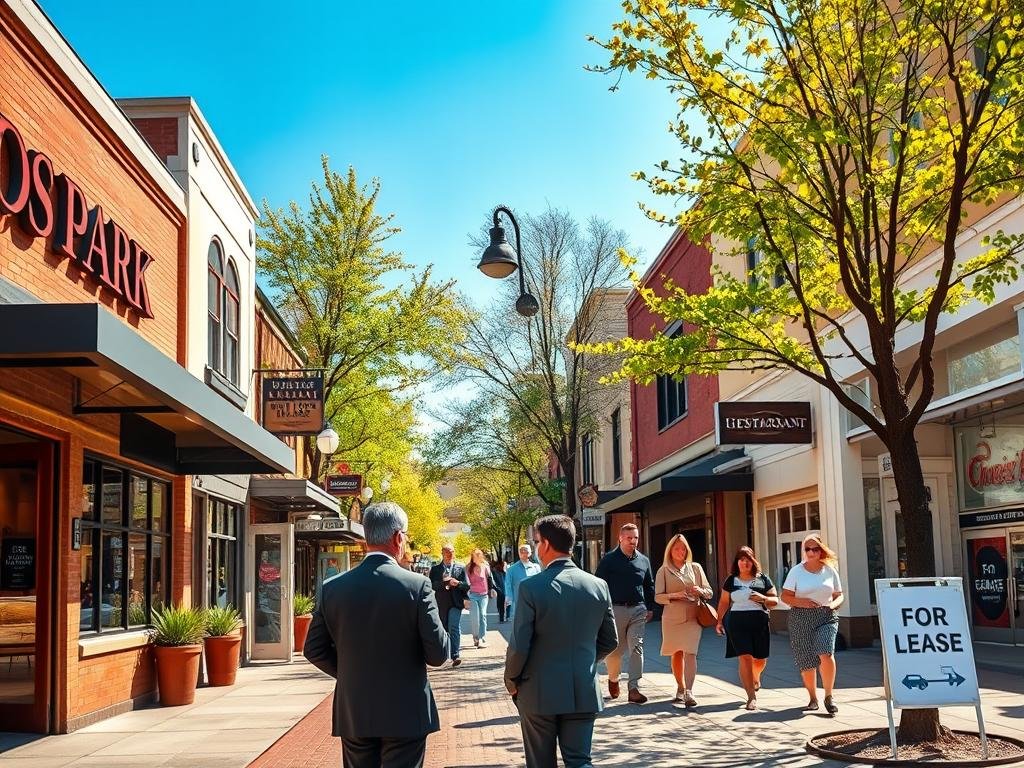 A vibrant street scene depicting Hyde Park Village, highlighting an array of restaurants and upscale retail shops. In the foreground, a couple dressed in business attire discusses animatedly in front of an empty restaurant, hinting at economic uncertainty. In the middle, various restaurant signs are visible, some with “For Lease” banners. Patrons walk along the sidewalk, showcasing a blend of casual and professional attire, capturing the essence of the bustling culinary scene. In the background, sunlit trees sway gently, with a clear blue sky overhead, evoking a feeling of warmth and community. The lighting is bright, emphasizing the colors and textures of the buildings. The overall atmosphere suggests a turning point, symbolizing both challenge and potential in the restaurant landscape of Hyde Park Village. A vibrant street scene depicting Hyde Park Village, highlighting an array of restaurants and upscale retail shops. In the foreground, a couple dressed in business attire discusses animatedly in front of an empty restaurant, hinting at economic uncertainty. In the middle, various restaurant signs are visible, some with “For Lease” banners. Patrons walk along the sidewalk, showcasing a blend of casual and professional attire, capturing the essence of the bustling culinary scene. In the background, sunlit trees sway gently, with a clear blue sky overhead, evoking a feeling of warmth and community. The lighting is bright, emphasizing the colors and textures of the buildings. The overall atmosphere suggests a turning point, symbolizing both challenge and potential in the restaurant landscape of Hyde Park Village.